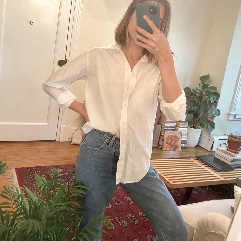 White Poplin Everlane relaxed Button-Down Shirt